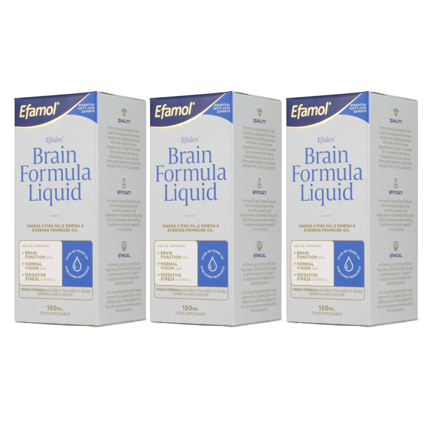 Efamol Efalex Brain Formula Liquid 150ml x 3 Pack